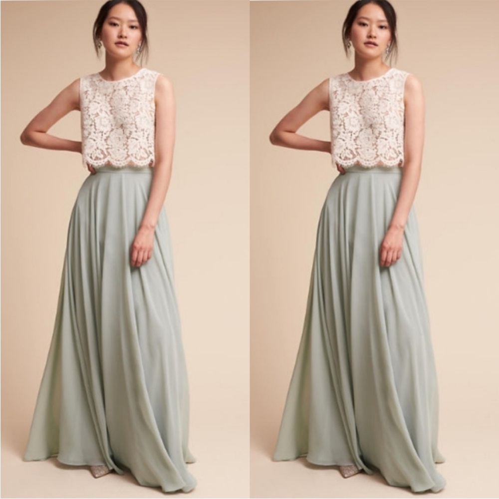 Anthropologie BHLDN Jenny Yoo Collection Louise Tulle Skirt and cream lace top